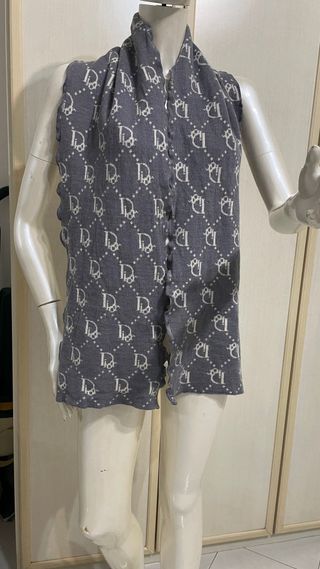 Sciarpa Christian Dior Grigio Bianco