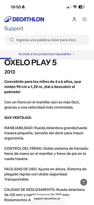 Patinete Oxelo Play 5 Niña Decathlon