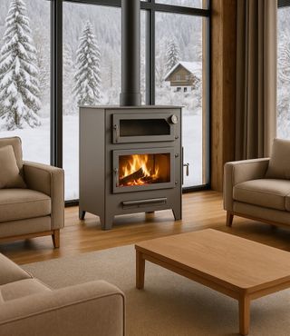 NUEVA Estufa de leña gris con horno