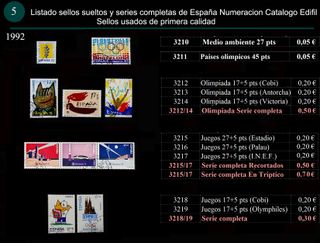 Sellos Año 1992 Completo y sueltos Usados España