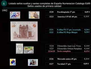 Sellos Año 1992 Completo y sueltos Usados España