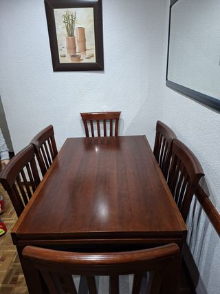 Comedor plegable 6 sillas madera