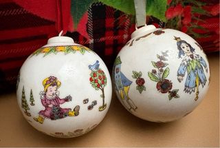 2 Sfere Natalizie Porcellana 1983-1993