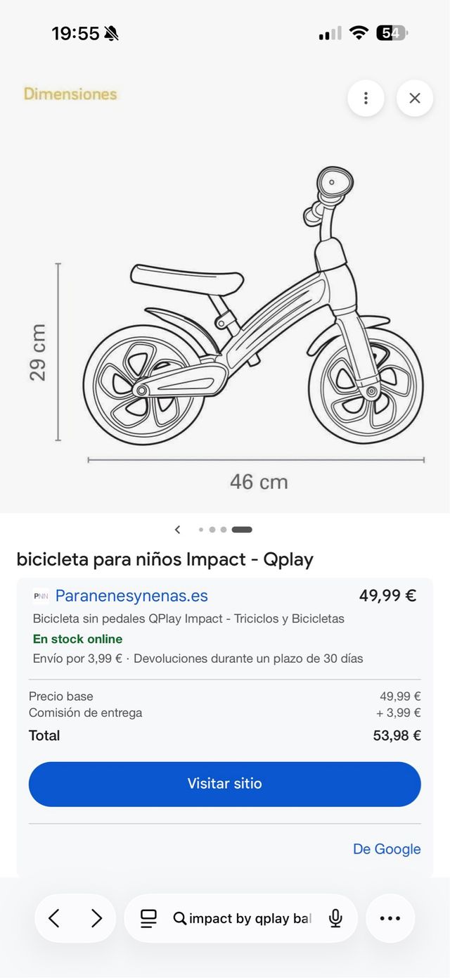 Bicicleta Equilibrio Impact Qplay para niños