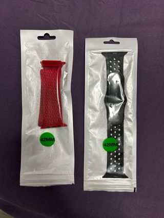 2 Correas Apple Watch 42mm Rojas y Negras