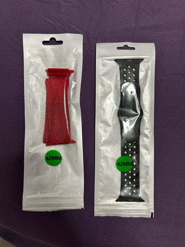 2 Correas Apple Watch 42mm Rojas y Negras