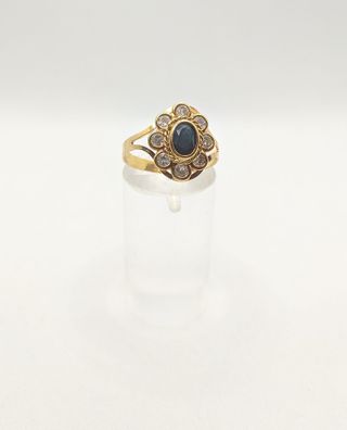 Anillo de oro de 18k con piedras, 2.52 g, T-20.