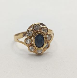 Anillo de oro de 18k con piedras, 2.52 g, T-20.