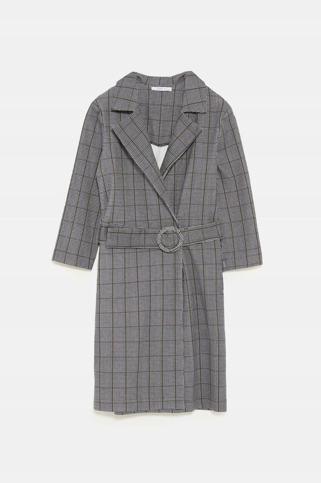 Vestido blazer cuadros cinturón Zara talla L