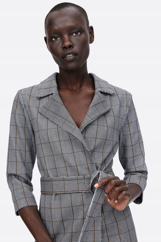 Vestido blazer cuadros cinturón Zara talla L
