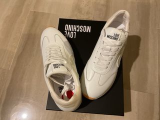Love Moschino Sneakers Bianche Cuore Glitter