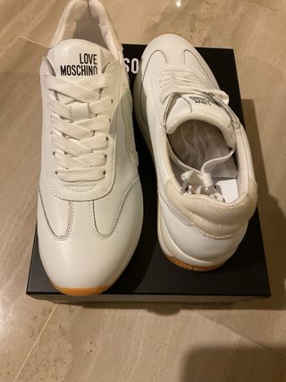 Love Moschino Sneakers Bianche Cuore Glitter