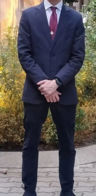 Traje azul cuadros seminuevo