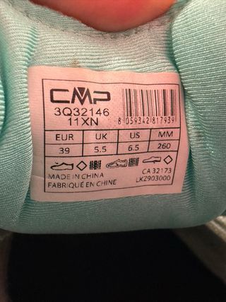 Bambas Trekking Mujer CMP T. 39 Gris/Rosa