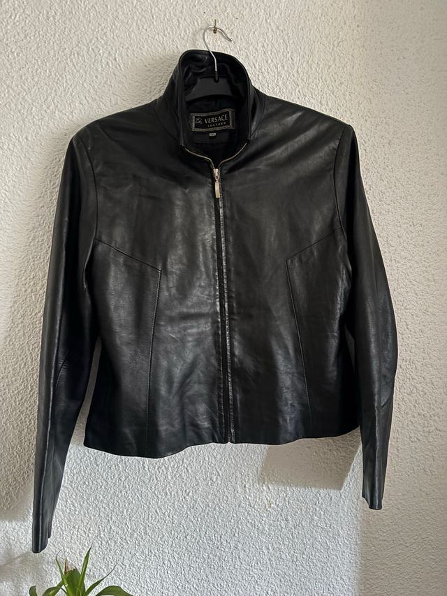 Chaqueta de Piel Versace Negra