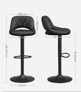 SONGMICS Sgabelli da Bar, Set di 2, Sedie da Cucina con Struttura in Metallo Stabile e Rivestimento in Similpelle, Poggiapiedi, Altezza Seduta Regolabile, Montaggio Semplice, Stile Vintage