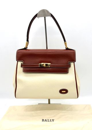 Bolso Bally Piel Marrón y Blanco