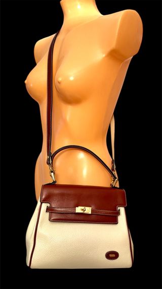 Bolso Bally Piel Marrón y Blanco