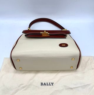 Bolso Bally Piel Marrón y Blanco