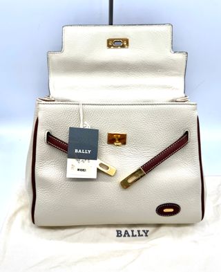 Bolso Bally Piel Marrón y Blanco