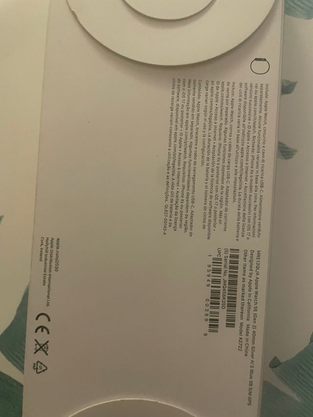 Apple Watch SE 40mm Grigio Argento