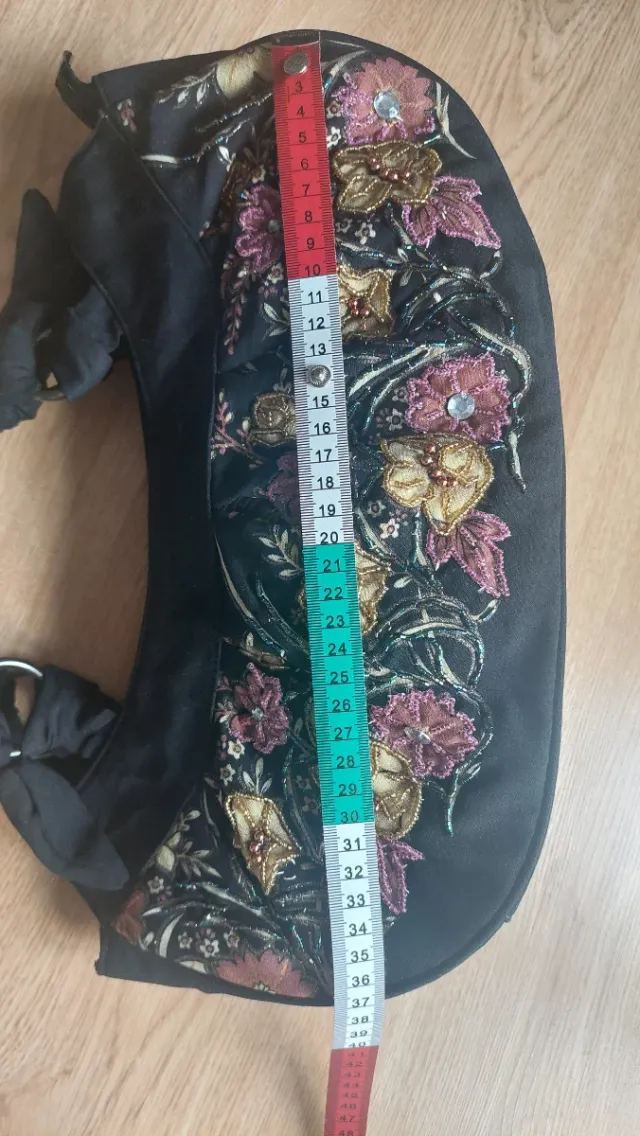 Borsa cotone nuova con motivo floreale e perline