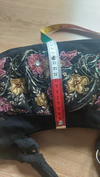 Borsa cotone nuova con motivo floreale e perline