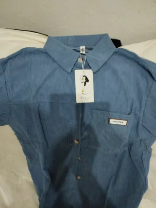 Camisa de pana azul talla L