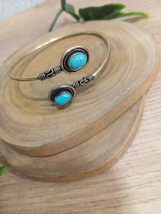 Pulsera Latón Turquesa Mineral