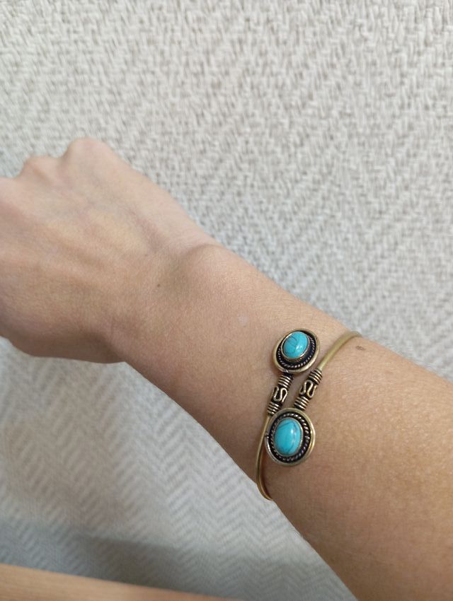 Pulsera Latón Turquesa Mineral