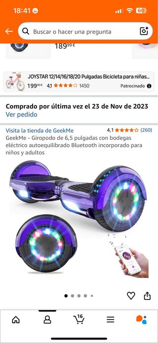 Hoverboard Morado Metalizado con LED