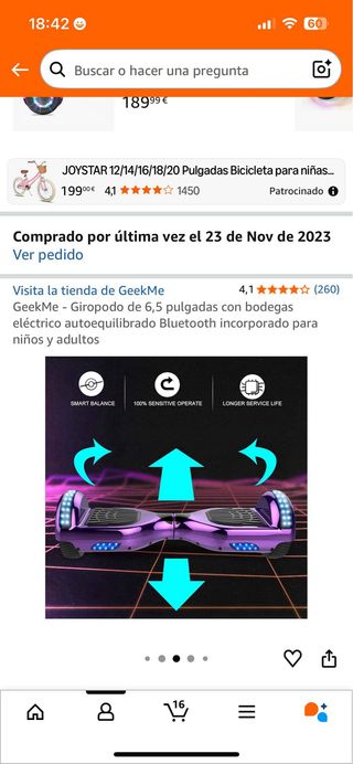 Hoverboard Morado Metalizado con LED