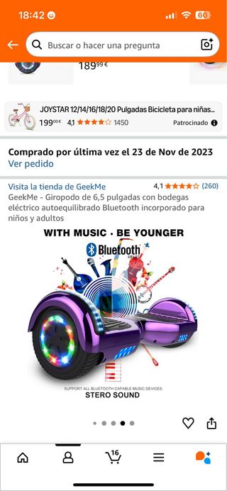 Hoverboard Morado Metalizado con LED