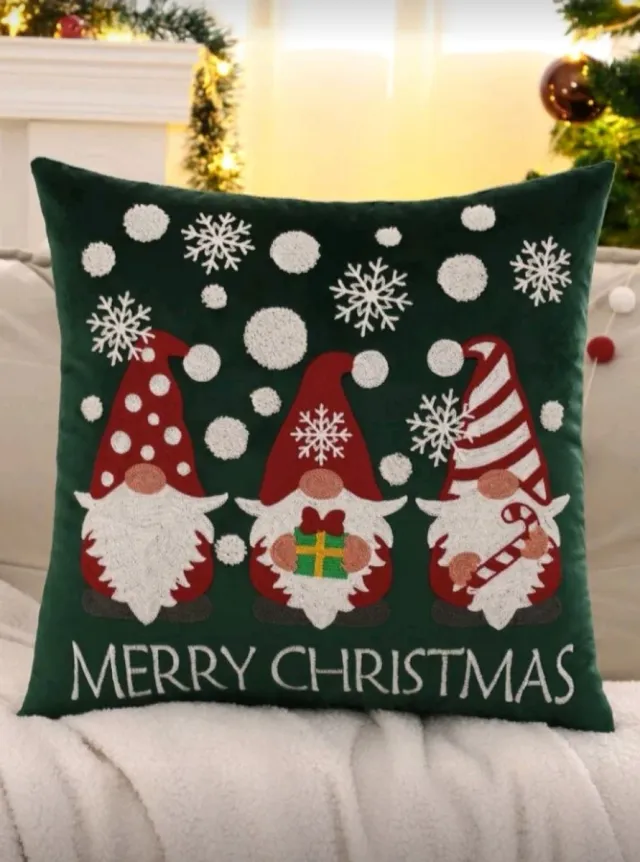 Capa para Almofada de Natal Bordada 45x45