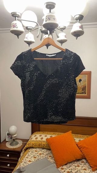 Conjunto dos piezas plata y negro talla 48