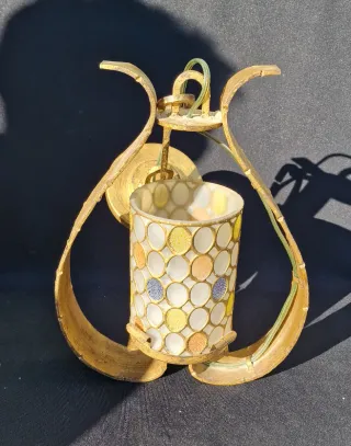 Lámpara antigua metal y cristal