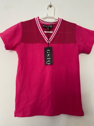 Camiseta deportiva GSTO rosa talla XS mujer o niña