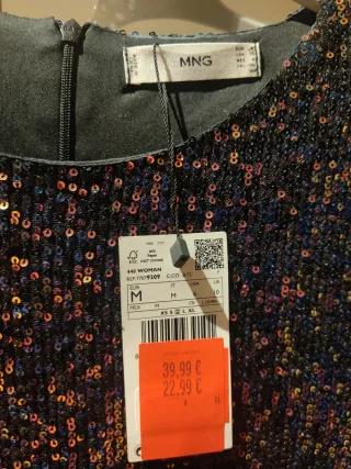 Vestido fiesta lentejuelas Mango Talla M