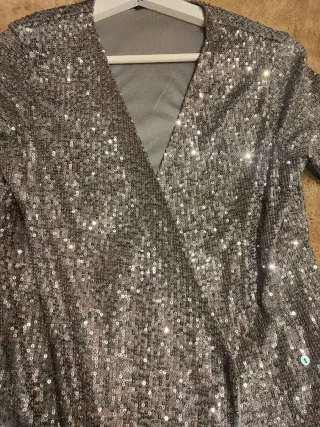 Vestido fiesta lentejuelas gris Talla S