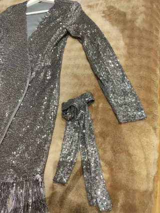 Vestido fiesta lentejuelas gris Talla S