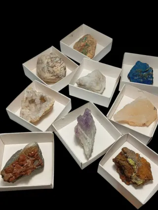 Collezione di 9 Minerali Naturali