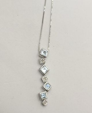 Cadena de oro blanco 18k piedras, 3.55 g, 39.5 cm.