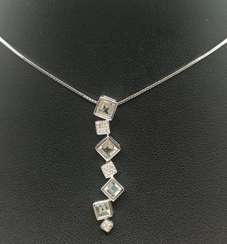 Cadena de oro blanco 18k piedras, 3.55 g, 39.5 cm.