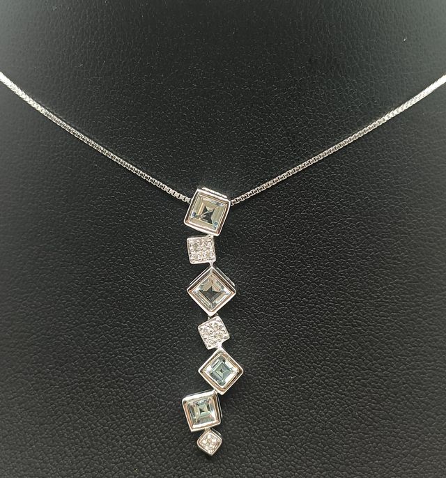 Cadena de oro blanco 18k piedras, 3.55 g, 39.5 cm.