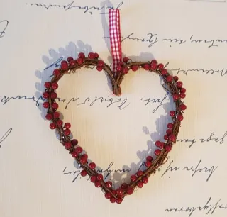 Corona Corazón Navidad Bayas Rojas