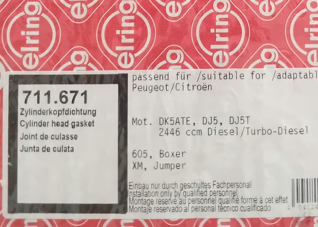 Junta culata Elring Citroen Jumper 2.5 D TD