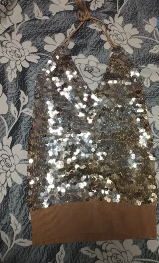 Top lentejuelas dorado y plateado