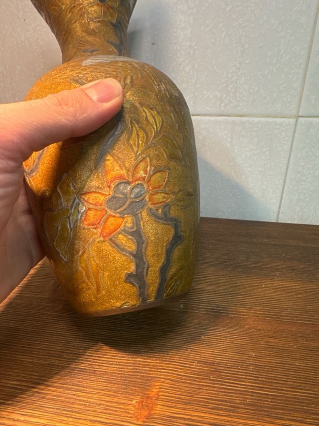 Vaso in bronzo dorato inciso India