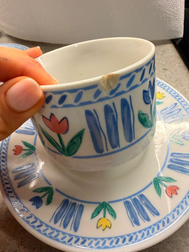 Lote 2 tazas y platillos con flores