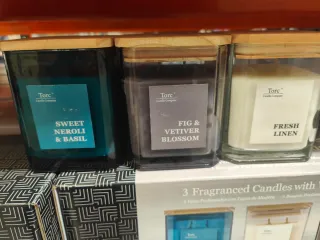 Set de 3 velas Torc con tapas de madera